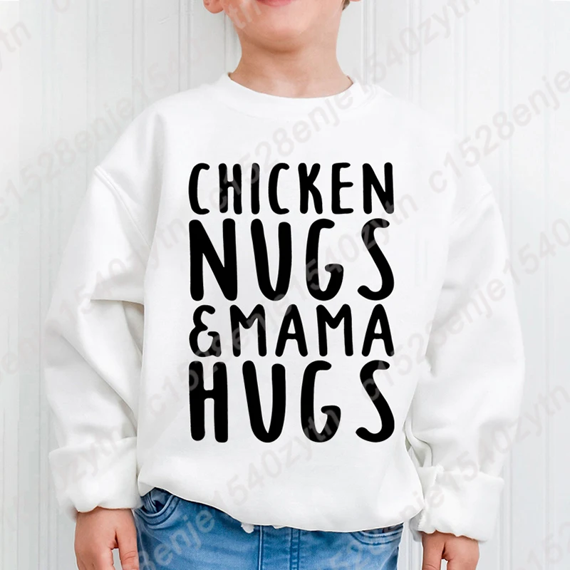 Chicken Nugs & Mama Hugs Print Crew Neck Sweatshirt For Children Boys Hooded Pullovers Long-sleeved Autumn Casual Sweatshirt
Chicken Nugs & Mama Hugs Print Crew Neck Sweatshirt For Children Boys Hooded Pullovers Long-sleeved Autumn Casual Sweatshirt