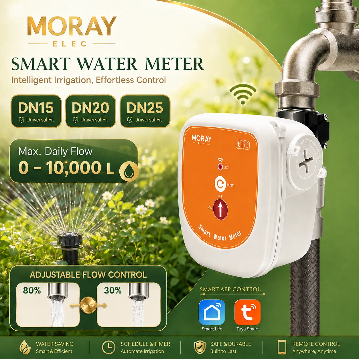 ME220FW WiFi Smart Water Valve Flow Meter 0-10000L DN15-DN25 Temperature Monitoring Supports Alexa and Google Assistant
ME220FW WiFi Smart Water Valve Flow Meter 0-10000L DN15-DN25 Temperature Monitoring Supports Alexa and Google Assistant