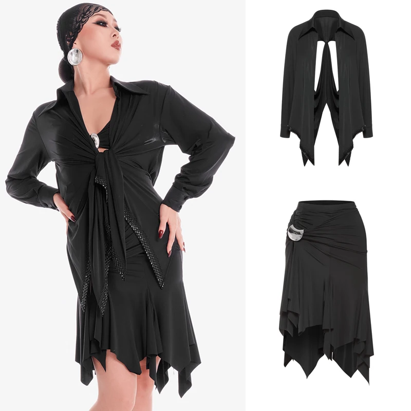 Fashion Modern Dance Suit Black Backless Latin Top Irregular Skirt Women Ballroom Dance Clothes Adults Latin Dance Costume 15676
Fashion Modern Dance Suit Black Backless Latin Top Irregular Skirt Women Ballroom Dance Clothes Adults Latin Dance Costume 15676