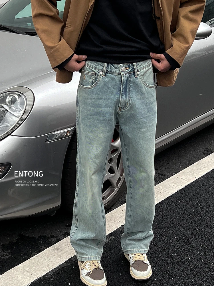 Entong американские ретро светло-голубые джинсы с завышенной талией, прямые свободные мужские универсальные длинные брюки на весну и осень, смесь хлопка и полиэстера
Entong американские ретро светло-голубые джинсы с завышенной талией, прямые свободные мужские универсальные длинные брюки на весну и осень, смесь хлопка и полиэстера
