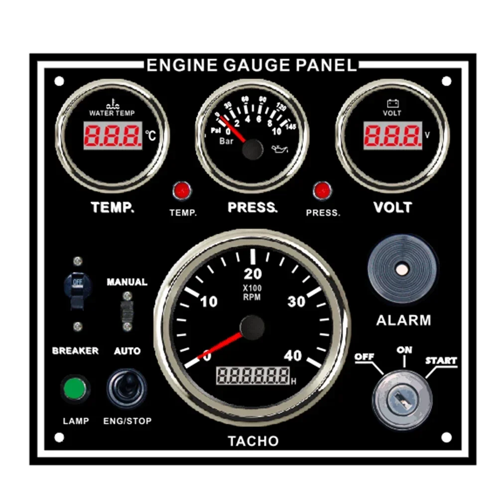 Popular 4 Gauge Set Instrument Panel with 4KRPM Tachometer Water Temp. Oil Pressure Voltmeter 220*200 mm for Boat Car 12V or 24V
Popular 4 Gauge Set Instrument Panel with 4KRPM Tachometer Water Temp. Oil Pressure Voltmeter 220*200 mm for Boat Car 12V or 24V