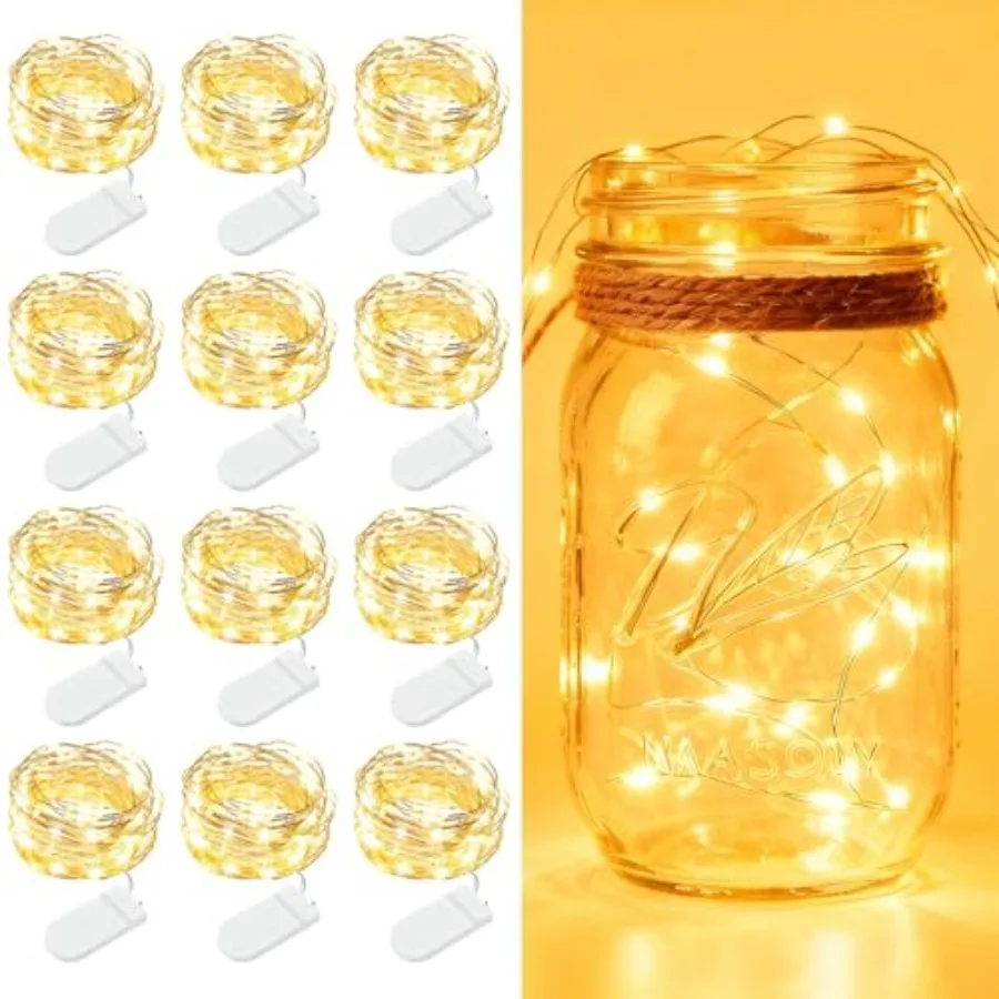 12 Pack Fairy Lights Battery Operated - 7ft 20 LED Twinkle Lights Copper Wire Mini String Lights Firefly Lights for Mason Jars
12 Pack Fairy Lights Battery Operated - 7ft 20 LED Twinkle Lights Copper Wire Mini String Lights Firefly Lights for Mason Jars