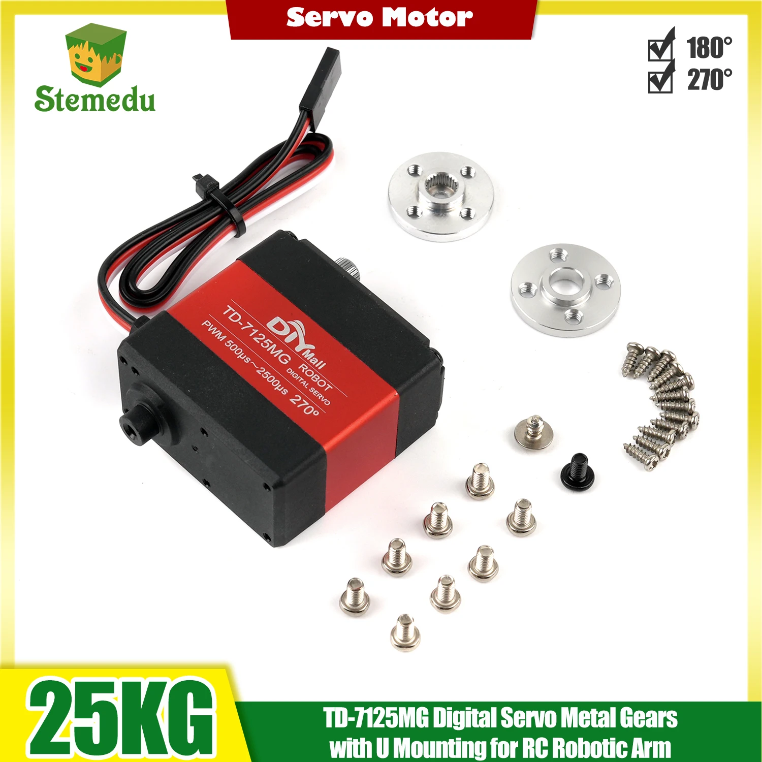 25KG TD-7125MG RC Robotic Arm Servo Dual-Axis Servos Digital Servo 4.8-8.4V 180/270 Degree Brushed Motor Steerings (1/2/4pcs)
25KG TD-7125MG RC Robotic Arm Servo Dual-Axis Servos Digital Servo 4.8-8.4V 180/270 Degree Brushed Motor Steerings (1/2/4pcs)