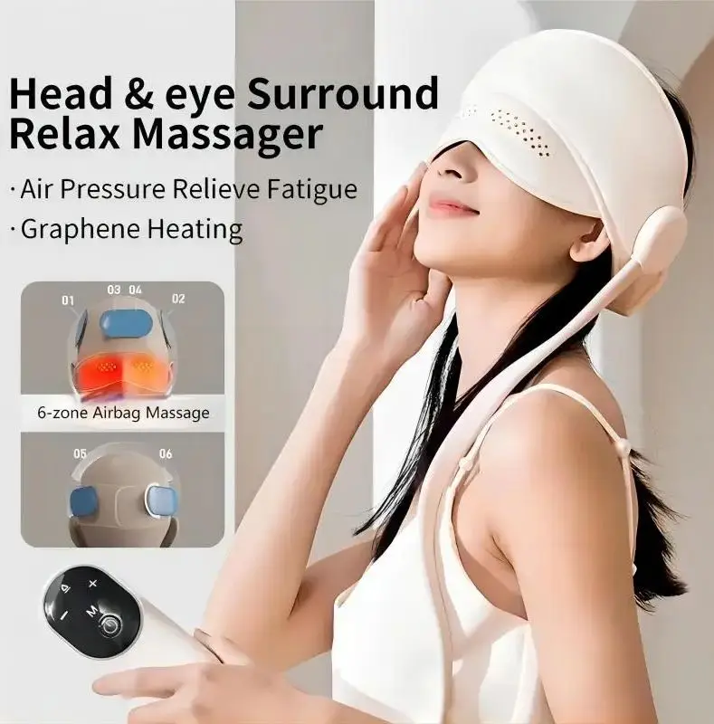 Air Pressure Head Massager Electric Head Eye Massager Graphene Heating Eye Hot Compress for Relax Improve Sleep Stress Relief
Air Pressure Head Massager Electric Head Eye Massager Graphene Heating Eye Hot Compress for Relax Improve Sleep Stress Relief