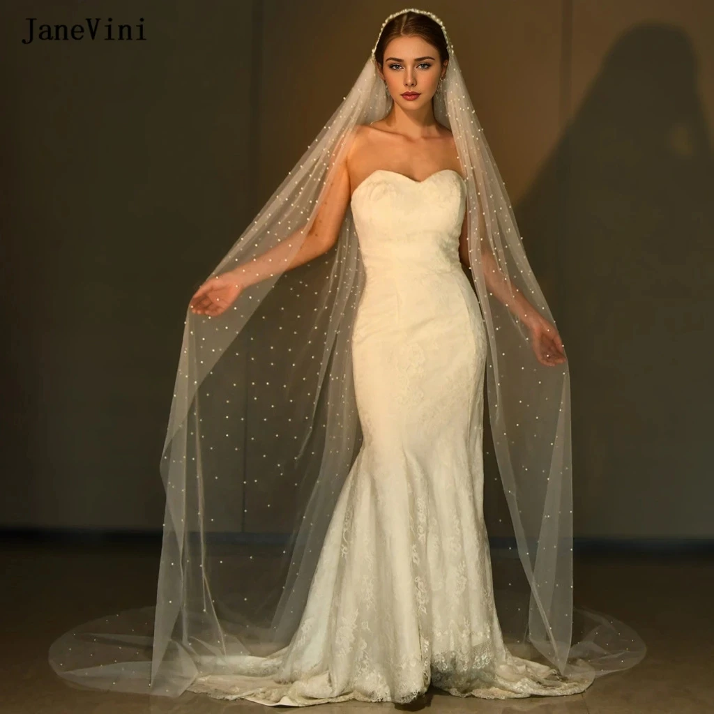 JaneVini Gorgeous European Long Bridal Veils with Comb White Luxury Pearls Tulle Cathedral Bride Veil Wedding Hair Accessories
JaneVini Gorgeous European Long Bridal Veils with Comb White Luxury Pearls Tulle Cathedral Bride Veil Wedding Hair Accessories