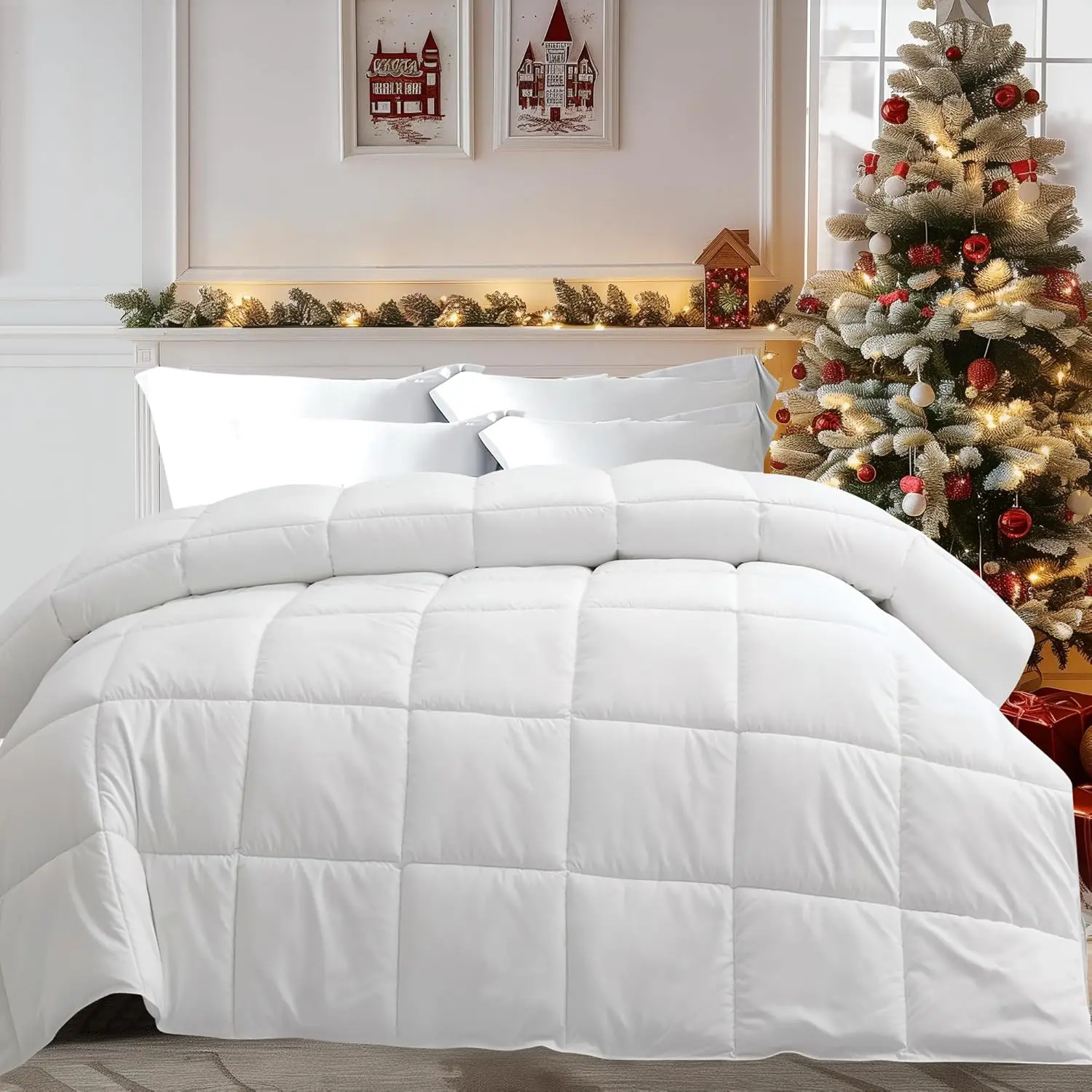 Feather and duvet full size/large, light duvet core, super soft 100% cotton shell, light warm bedding quilt (white, 88x88)
Feather and duvet full size/large, light duvet core, super soft 100% cotton shell, light warm bedding quilt (white, 88x88)