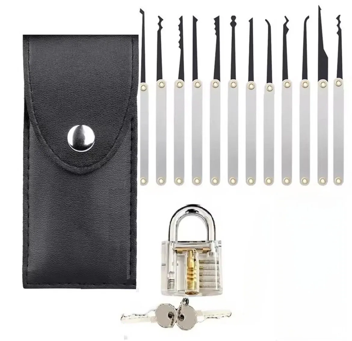 15pcs Unlocking Lock Pick Set Key Extractor Transparent Practice Padlocks Kit Locksmith Pick Training Kit with Transparent Locks
15pcs Unlocking Lock Pick Set Key Extractor Transparent Practice Padlocks Kit Locksmith Pick Training Kit with Transparent Locks