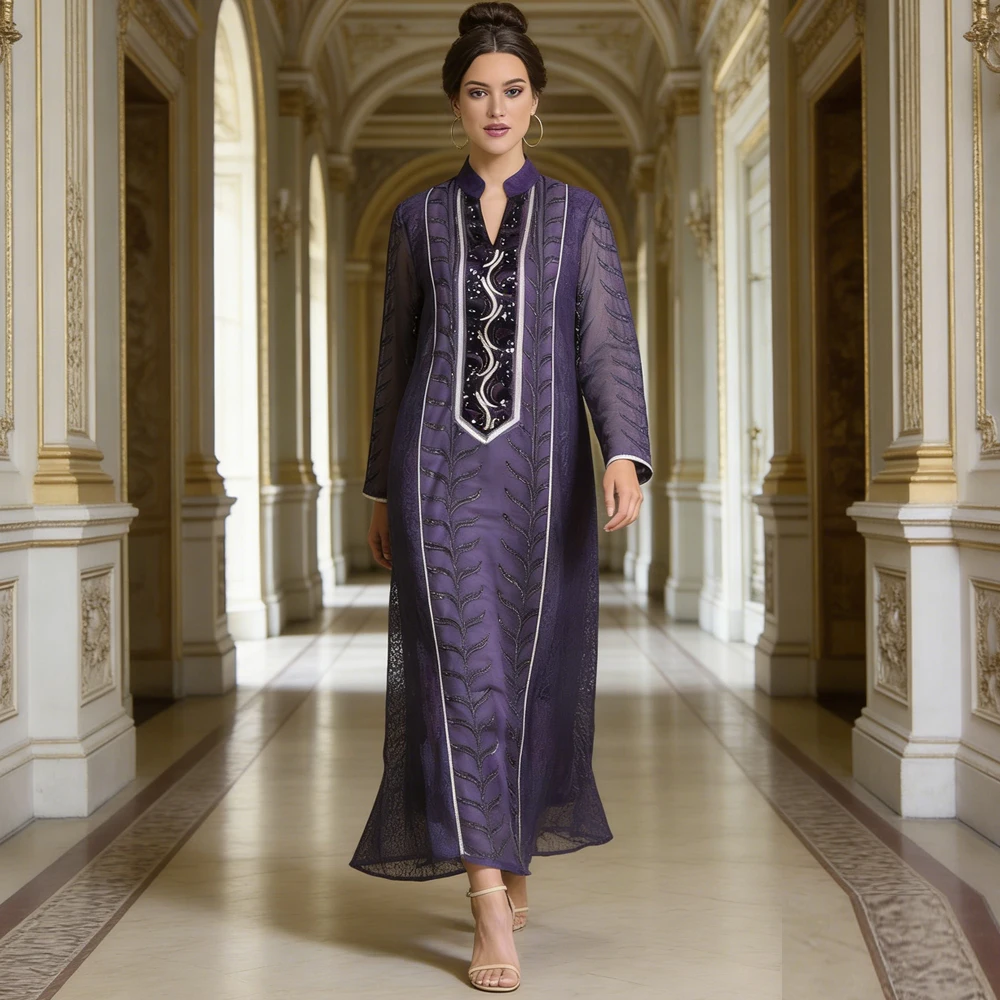 Eid Mubarak Djellaba Muslim Women Maxi Dress Embroidery Sequin Abaya Dubai Kaftan Femme Musulmane Vestidos Islam Jalabiya Robe
Eid Mubarak Djellaba Muslim Women Maxi Dress Embroidery Sequin Abaya Dubai Kaftan Femme Musulmane Vestidos Islam Jalabiya Robe
