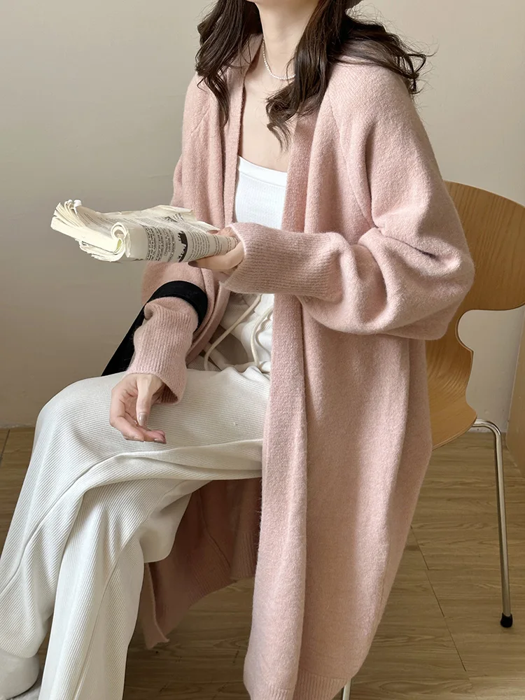 Pink Knitted Sweater Coat Women's Loose Fit Medium Length Thiened Autumn Winter Small Size Knee-Long V-Ne Open Cardigan
Pink Knitted Sweater Coat Women's Loose Fit Medium Length Thiened Autumn Winter Small Size Knee-Long V-Ne Open Cardigan