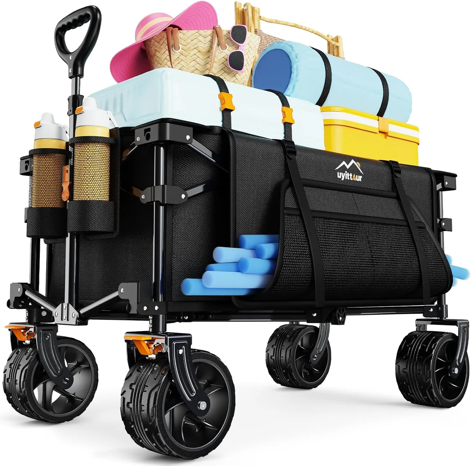 Heavy Duty Collapsible Wagon Cart with Big Wheels, Side Pocket & Brakes for Beach Camping Outdoor Activities
Heavy Duty Collapsible Wagon Cart with Big Wheels, Side Pocket & Brakes for Beach Camping Outdoor Activities