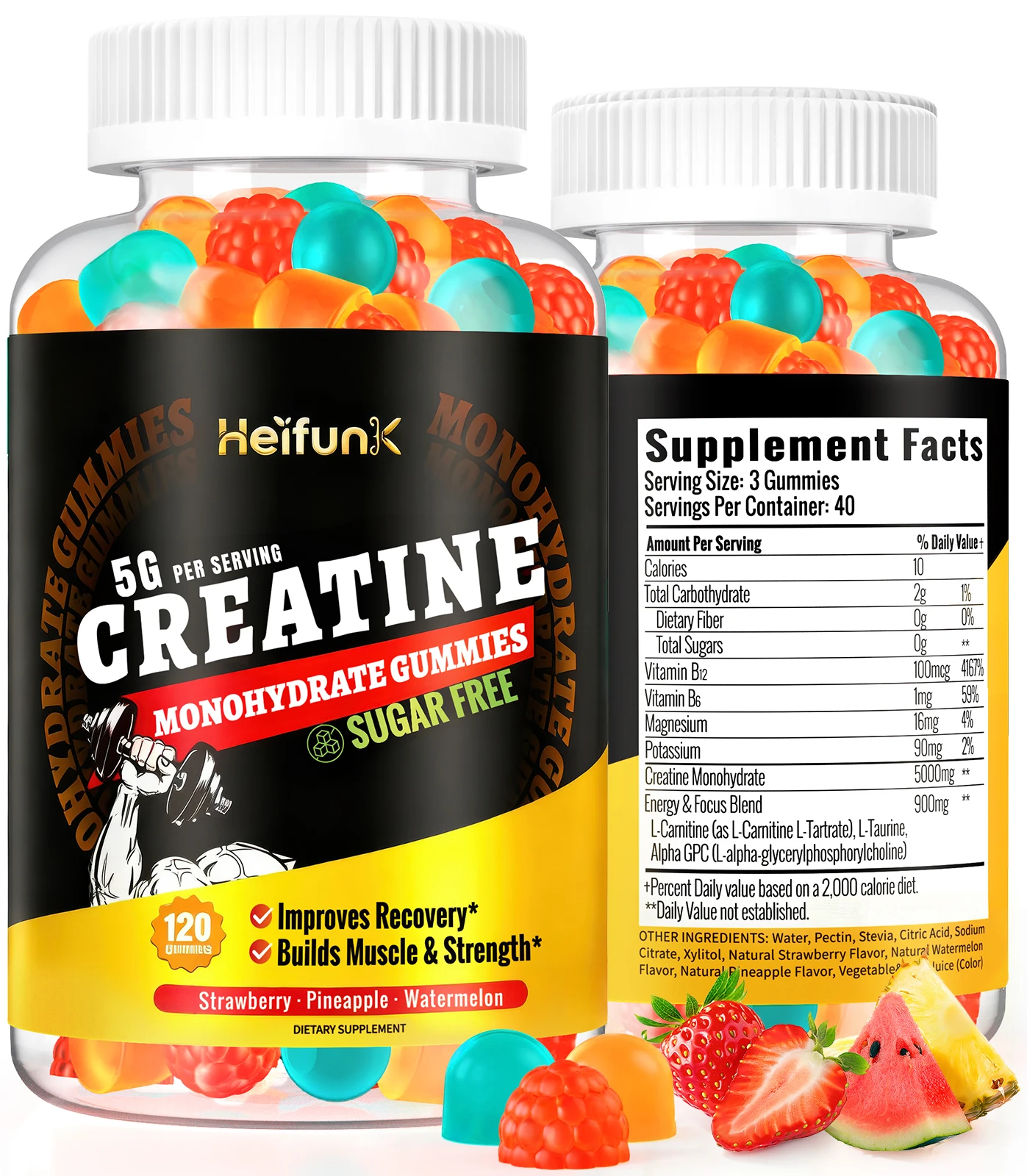 Creatine Monohydrate Gummies, Mixed Flavors, 120 Gummies
Creatine Monohydrate Gummies, Mixed Flavors, 120 Gummies