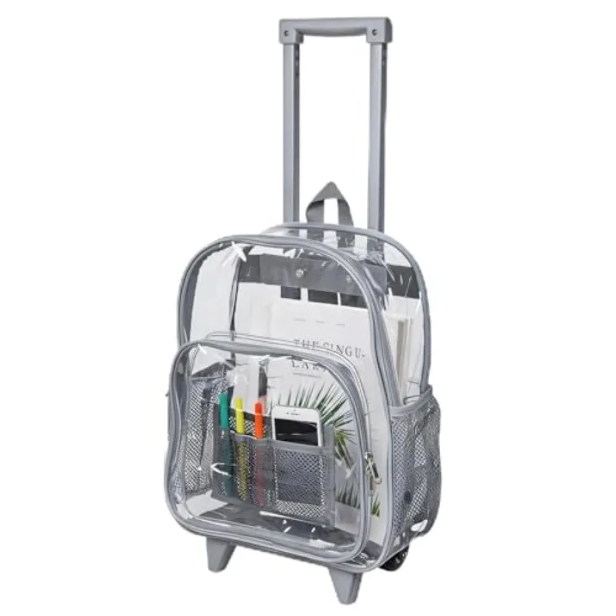 Rolling Clear Backpack, Heavy Duty See Through Bookbag, Transparent PVC Cold-resistant Backpack with Wheels
Rolling Clear Backpack, Heavy Duty See Through Bookbag, Transparent PVC Cold-resistant Backpack with Wheels