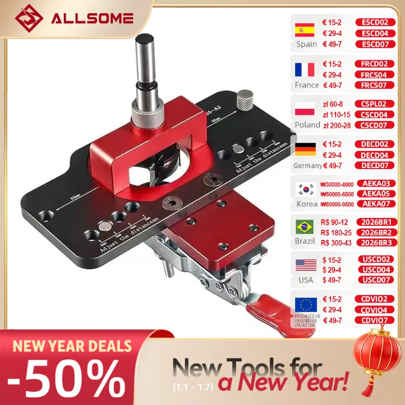 Allsome 35mm Concealed Hinge Jig Kit Woodworking Hole Drilling Guide Locator,Aluminum Alloy Hole Opener Tools Puncher Template
Allsome 35mm Concealed Hinge Jig Kit Woodworking Hole Drilling Guide Locator,Aluminum Alloy Hole Opener Tools Puncher Template