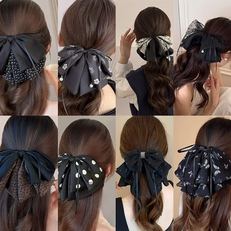 Female Satin Bow Hairpin Ponytail Clip Two-layer Bowknot Ribbon Spring Clip Temperament Accessories Korean Fashion Elegant
Female Satin Bow Hairpin Ponytail Clip Two-layer Bowknot Ribbon Spring Clip Temperament Accessories Korean Fashion Elegant