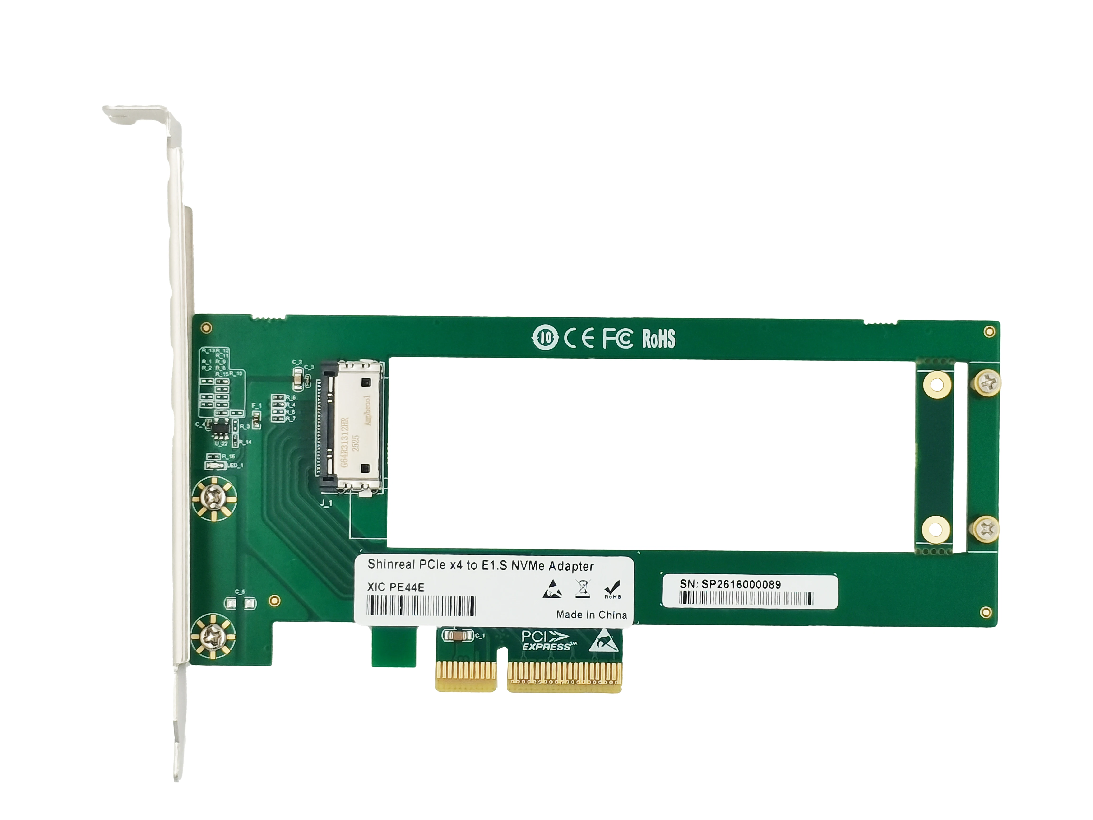 PCIe x4 to NVMe E1.S SSD EDSFF Adapter
PCIe x4 to NVMe E1.S SSD EDSFF Adapter