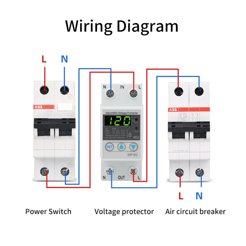 ABFU-SVP912 120V AC Adjustable Self Recovery Under Voltage Current Protector Voltage Automatic Reset Protection
ABFU-SVP912 120V AC Adjustable Self Recovery Under Voltage Current Protector Voltage Automatic Reset Protection