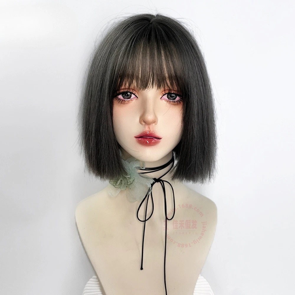 Wig female short straight hair natural bobo head comic bangs one size fits all full headgear simulation wig
Wig female short straight hair natural bobo head comic bangs one size fits all full headgear simulation wig