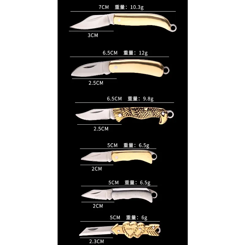Mini Folding Knife Legal Self-Defense Exquisite Brass Knife Keychain Unpacking Express Unpacking Knifes
Mini Folding Knife Legal Self-Defense Exquisite Brass Knife Keychain Unpacking Express Unpacking Knifes