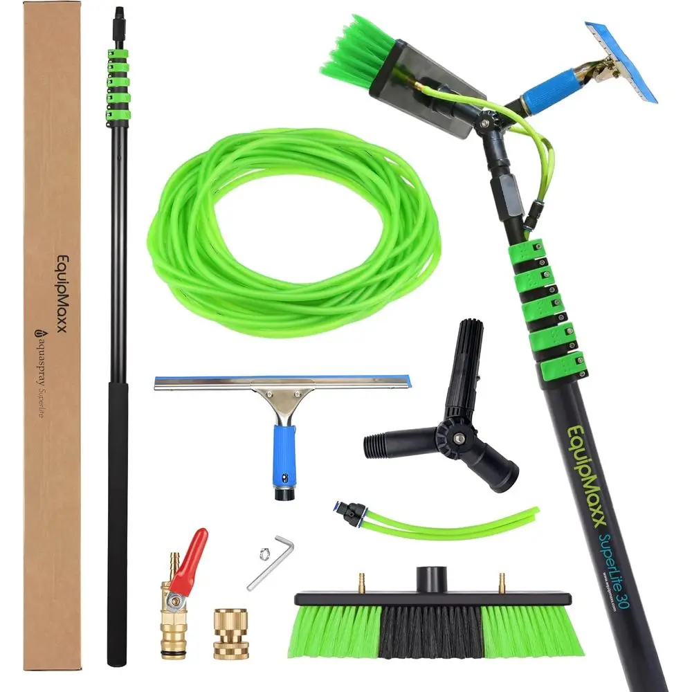 30-Foot Extendable Pole Cleaning Kit with Brush, Sprayer, Washer, and Squeegee for Windows and Glass Panels
30-Foot Extendable Pole Cleaning Kit with Brush, Sprayer, Washer, and Squeegee for Windows and Glass Panels