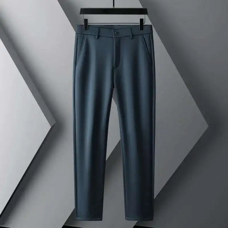 Business Casual Pants Mens High-End Thicken Warm Straight Silk Trousers Fashion Elastic Lightweight Soft Slim Fit Pantalon Homme
Business Casual Pants Mens High-End Thicken Warm Straight Silk Trousers Fashion Elastic Lightweight Soft Slim Fit Pantalon Homme