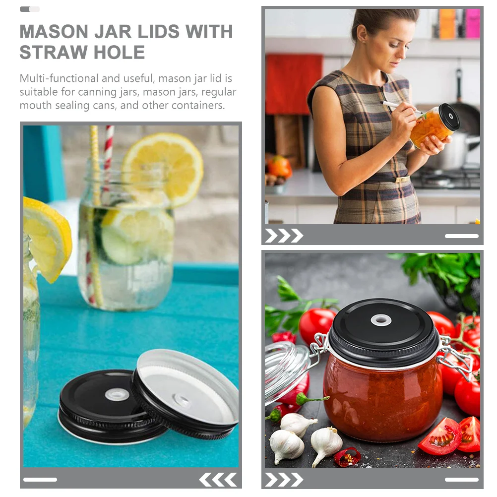 20Pcs Reusable Tinplate Jar Lids with Straw Hole Leak Proof Canning Sealing Replacement for Regular Mouth Jars
20Pcs Reusable Tinplate Jar Lids with Straw Hole Leak Proof Canning Sealing Replacement for Regular Mouth Jars