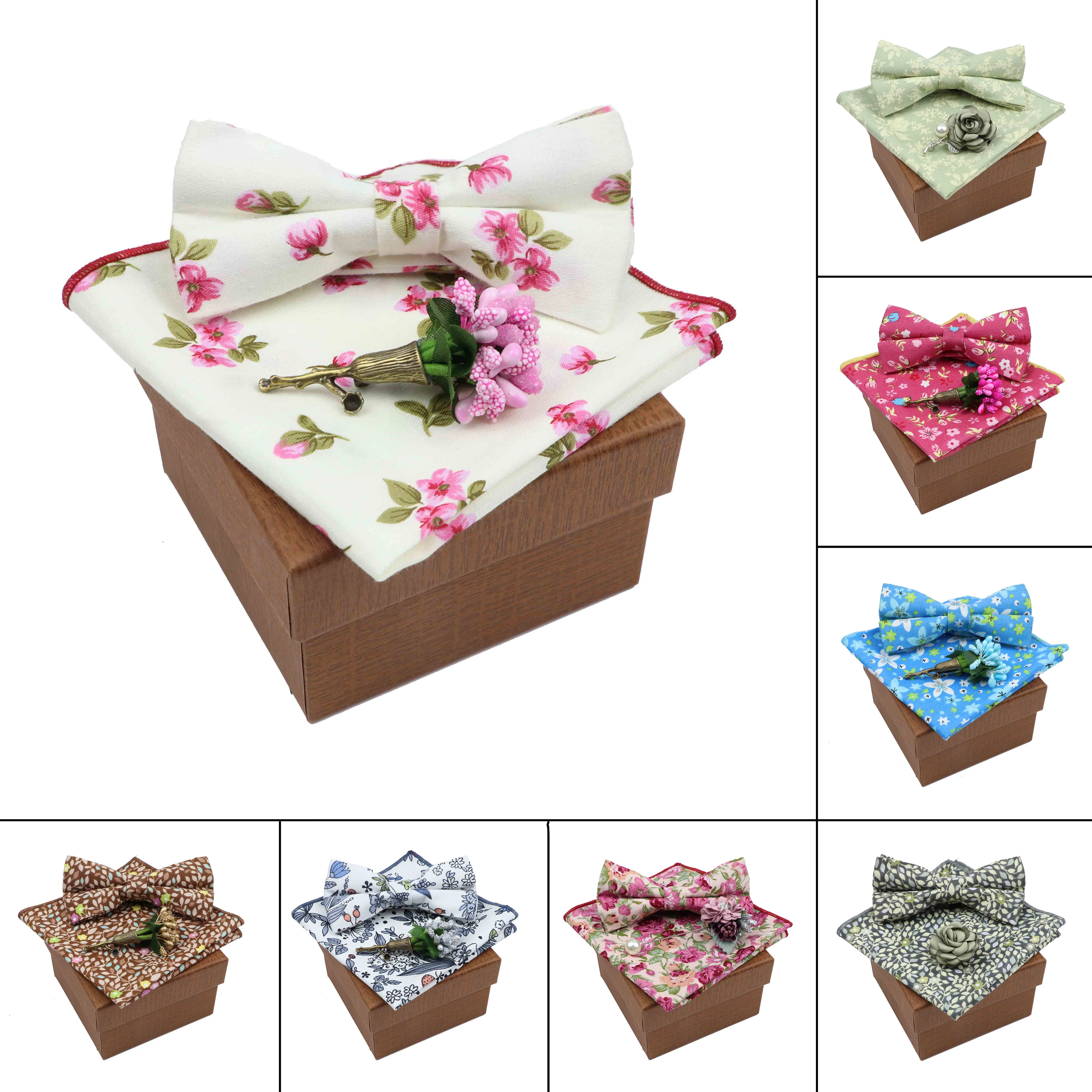 Colorful Floral Cotton Bowtie Handkerchief Brooch Set Men Flower Butterfly Party Wedding Blue Pink Bowties Novelty Ties Gift
Colorful Floral Cotton Bowtie Handkerchief Brooch Set Men Flower Butterfly Party Wedding Blue Pink Bowties Novelty Ties Gift