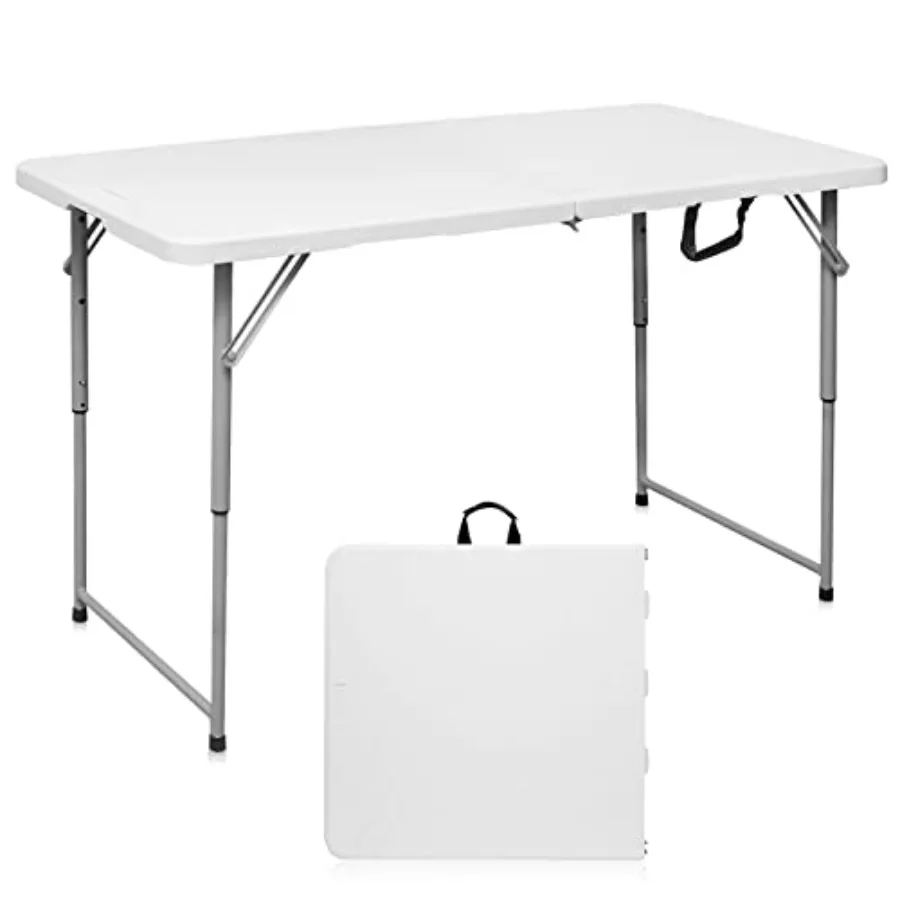 Folding Table 4 Foot Portable Heavy Duty Plastic Fold-in-Half Utility Table Small Indoor Outdoor Adjustable Height Folding with
Folding Table 4 Foot Portable Heavy Duty Plastic Fold-in-Half Utility Table Small Indoor Outdoor Adjustable Height Folding with
