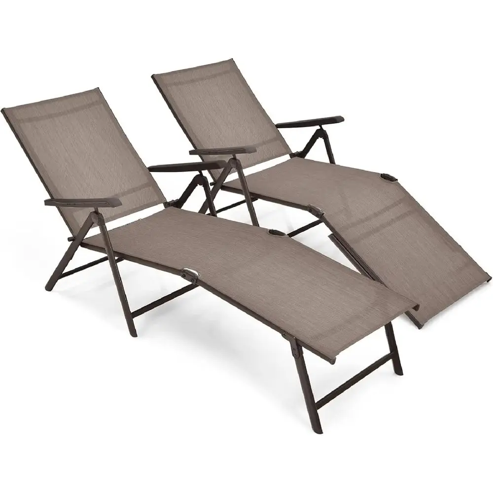 Комплект из 2 регулируемых шезлонгов с 5 положениями, 2-уровневой подставкой для ног, подлокотниками, стальной рамой для улицы, бассейна, пляжа
Комплект из 2 регулируемых шезлонгов с 5 положениями, 2-уровневой подставкой для ног, подлокотниками, стальной рамой для улицы, бассейна, пляжа