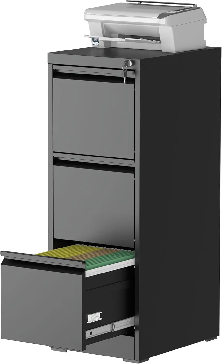 Black Metal Vertical Filing Cabinet Three Drawers Lock For Home Office Legal Letter A4 Documents
Black Metal Vertical Filing Cabinet Three Drawers Lock For Home Office Legal Letter A4 Documents
