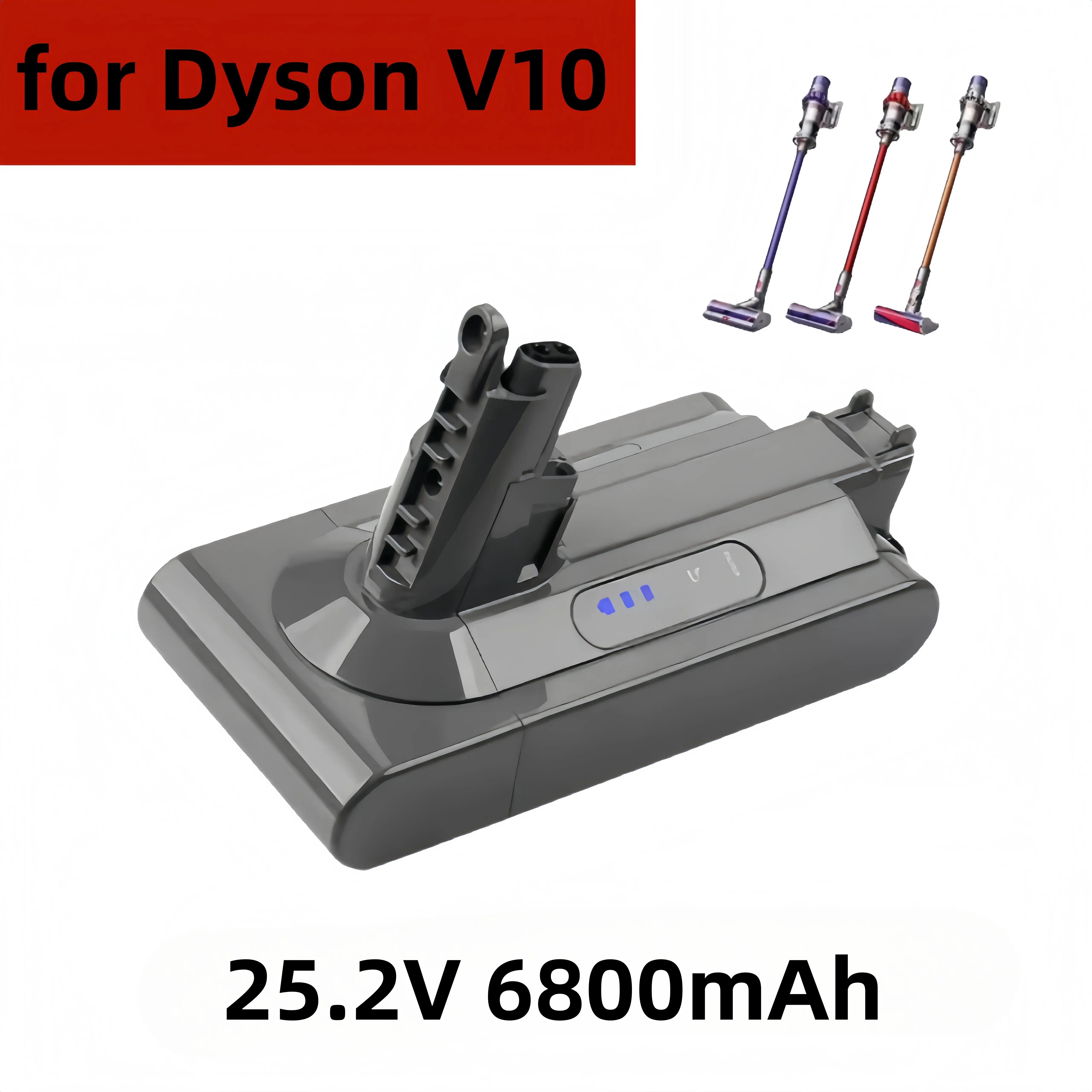 25.2V 6800mAh V10 lithium ion battery replacement, suitable for Dyson V10 cleaner RH-10 SV12
25.2V 6800mAh V10 lithium ion battery replacement, suitable for Dyson V10 cleaner RH-10 SV12