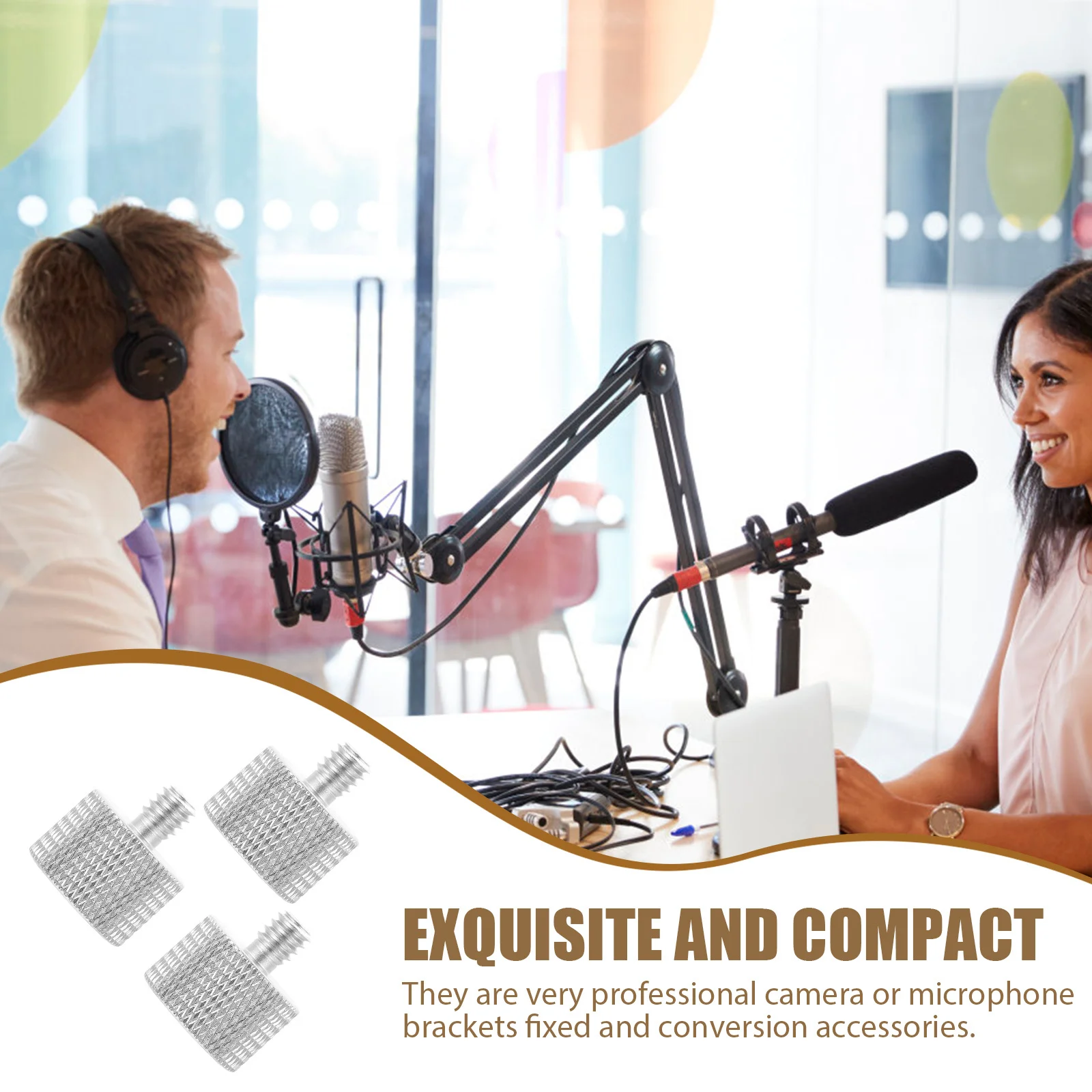 3Pcs Durable Aluminum Alloy Microphone Holder Connecting Screws Adapter Tripod Mount Adapter Mic Stand Parts Camera Accessories
3Pcs Durable Aluminum Alloy Microphone Holder Connecting Screws Adapter Tripod Mount Adapter Mic Stand Parts Camera Accessories