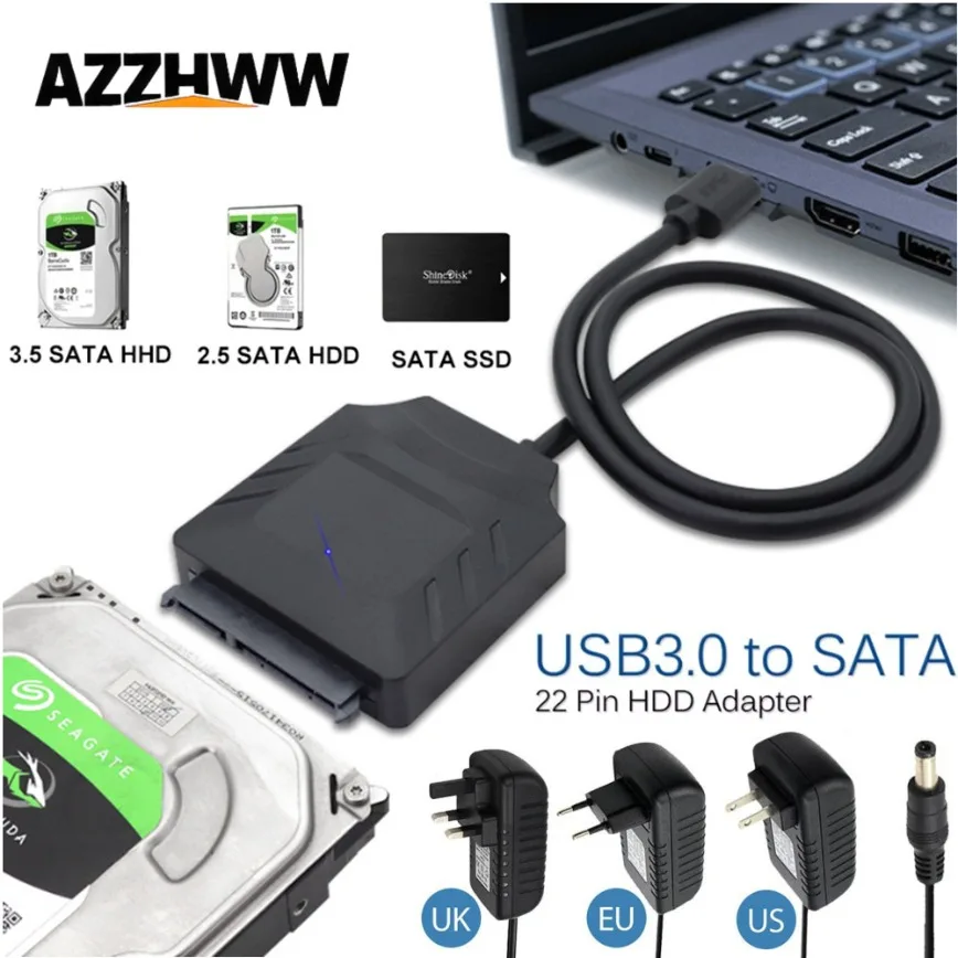 SATA to USB 3.0 Adapter Cable for 3.5 2.5 Inch SSD/HDD Hard Drive Reader SATA III Hard Drive Disk Converter With Power Adapter
SATA to USB 3.0 Adapter Cable for 3.5 2.5 Inch SSD/HDD Hard Drive Reader SATA III Hard Drive Disk Converter With Power Adapter