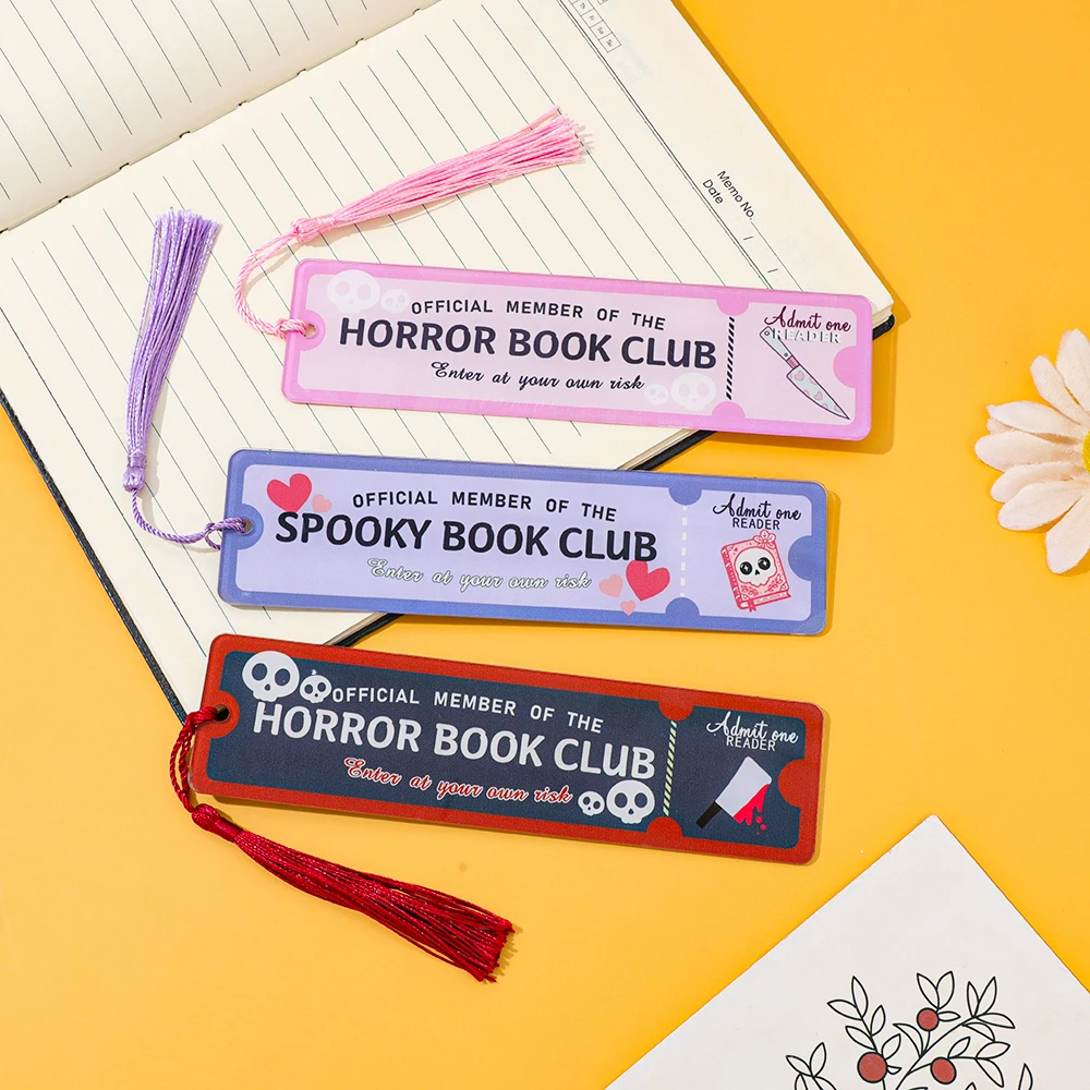Horror & Spooky Book Club Bookmarks:With spooky texts, skulls and colorful tassels, for horror fans
Horror & Spooky Book Club Bookmarks:With spooky texts, skulls and colorful tassels, for horror fans