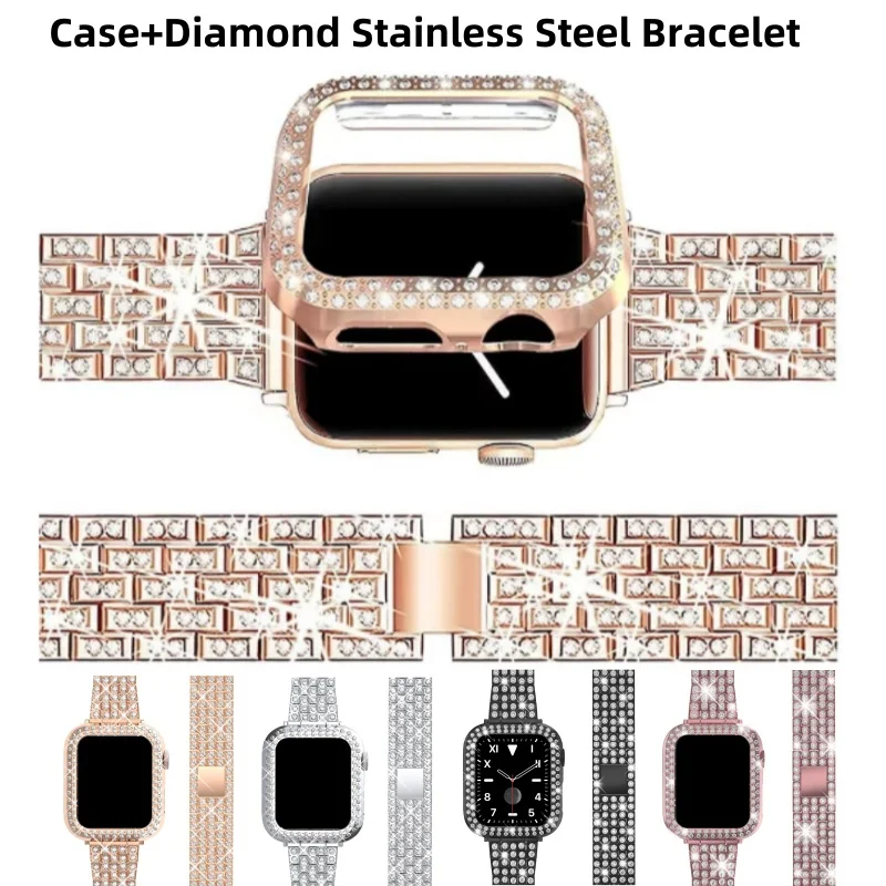 Diamond Strap+Case For Apple Watch Band 40mm 41mm 38 45mm 44mm 42 49mm Stainless Steel Bracelet iWatch Series 9 SE Women Correa
Diamond Strap+Case For Apple Watch Band 40mm 41mm 38 45mm 44mm 42 49mm Stainless Steel Bracelet iWatch Series 9 SE Women Correa