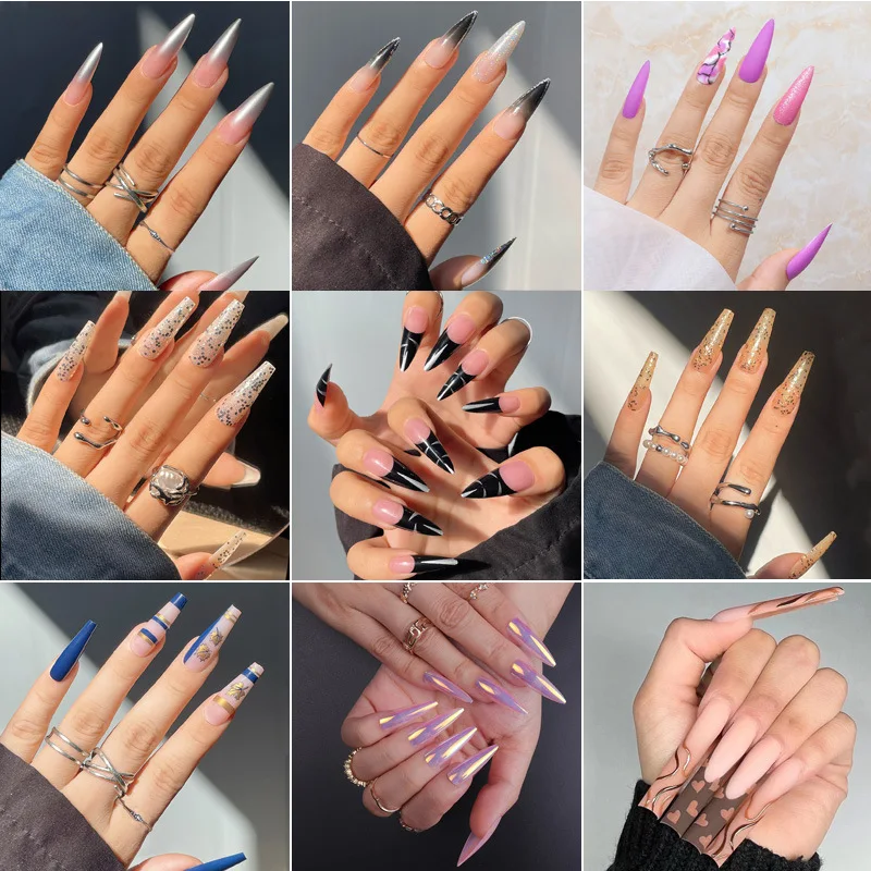 24 Pcs Girls False Nails Fingernails Long Stiletto Nail Tips Paste Nails Self-nail Gradient Black Manicure Press on Nails Art
24 Pcs Girls False Nails Fingernails Long Stiletto Nail Tips Paste Nails Self-nail Gradient Black Manicure Press on Nails Art