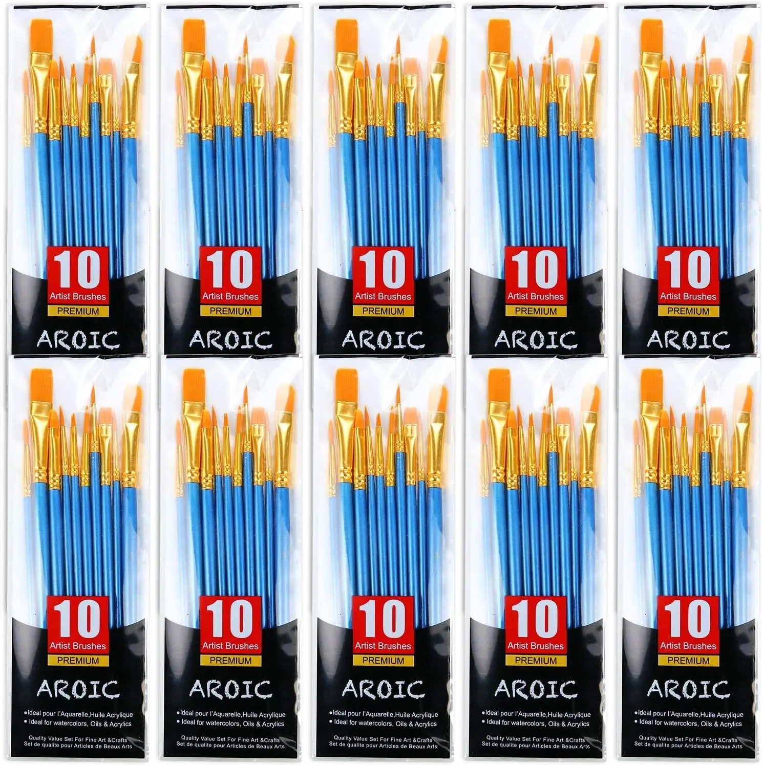 10 Pc Paint Brush Set for Acrylic Oil Watercolor Painting with 10 Sizes, Round Flat Brushes for Face Rock Canvas Art Supplies
10 Pc Paint Brush Set for Acrylic Oil Watercolor Painting with 10 Sizes, Round Flat Brushes for Face Rock Canvas Art Supplies