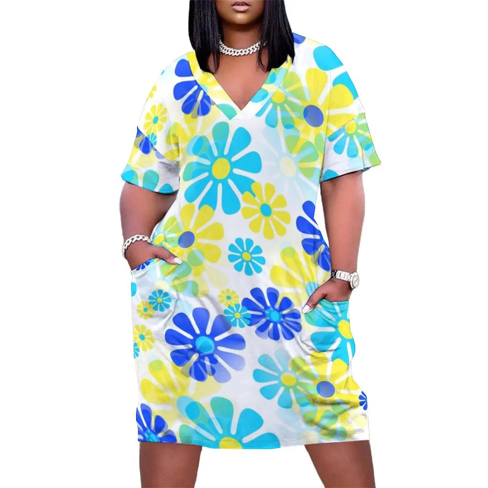 60's Retro Groovy Mod Flowers in Yellow, Aqua and Blue Loose Pocket Dress elegant women's dresses sale Woman dresses
60's Retro Groovy Mod Flowers in Yellow, Aqua and Blue Loose Pocket Dress elegant women's dresses sale Woman dresses
