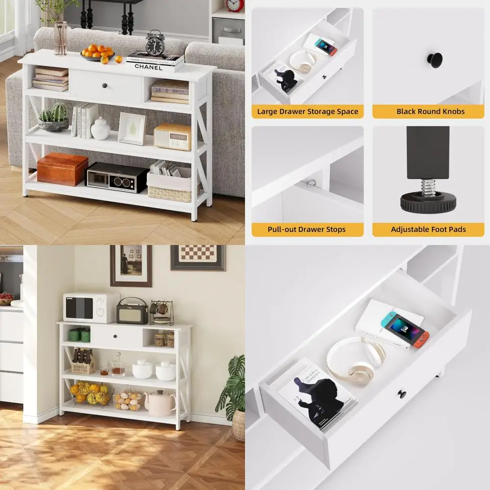 Industrial 39 Inch Console Sofa Table with Drawer and Storage Shelves for Entryway and Hallway Organization
Industrial 39 Inch Console Sofa Table with Drawer and Storage Shelves for Entryway and Hallway Organization