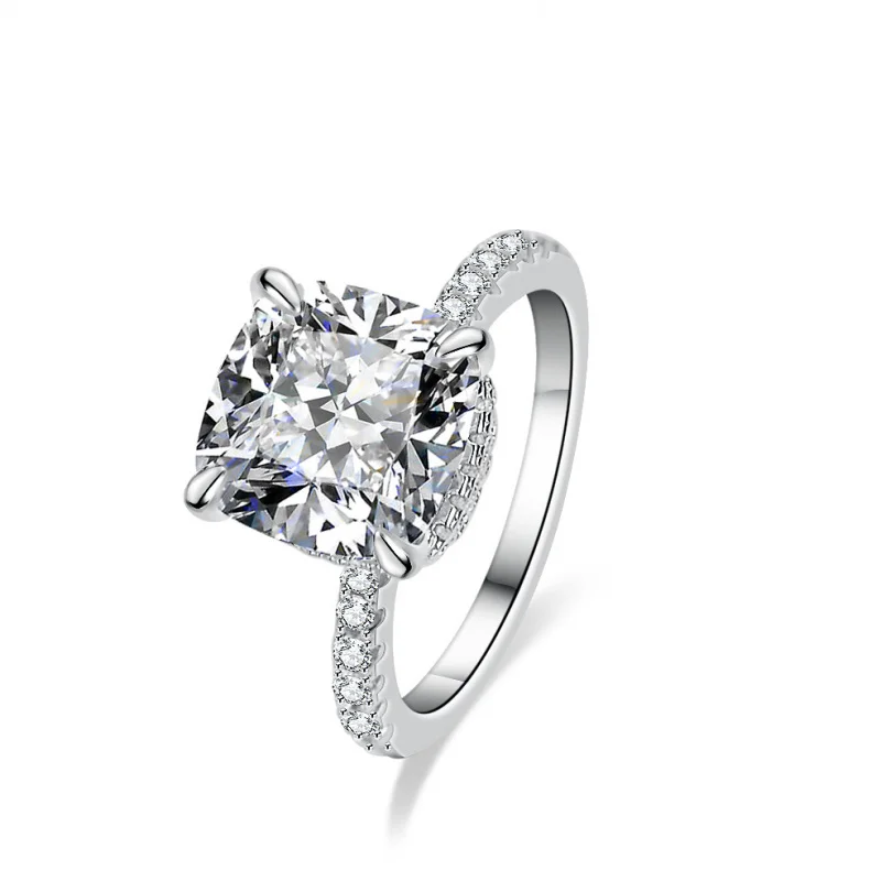 4 Karat Sterling Silver Ring Women's Fancy Shape Diamonds Bag Fat Square Redean Cutting Europe and A
4 Karat Sterling Silver Ring Women's Fancy Shape Diamonds Bag Fat Square Redean Cutting Europe and A