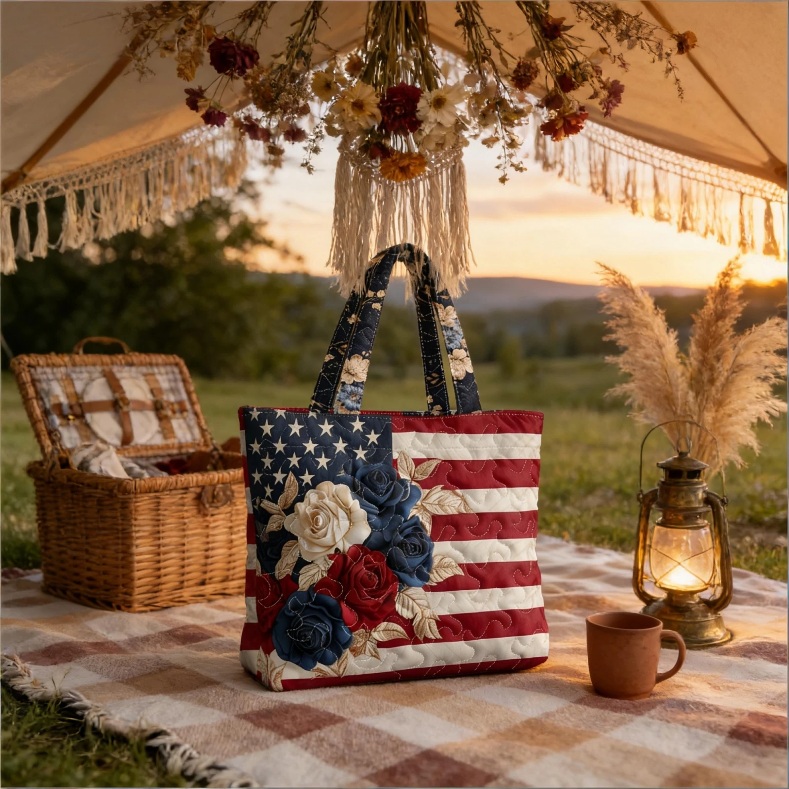 Women's 4th of July Tote Fashionable Lightweight Patriotic Stripe Star Quilted Hand Bag for Party Travel
Women's 4th of July Tote Fashionable Lightweight Patriotic Stripe Star Quilted Hand Bag for Party Travel