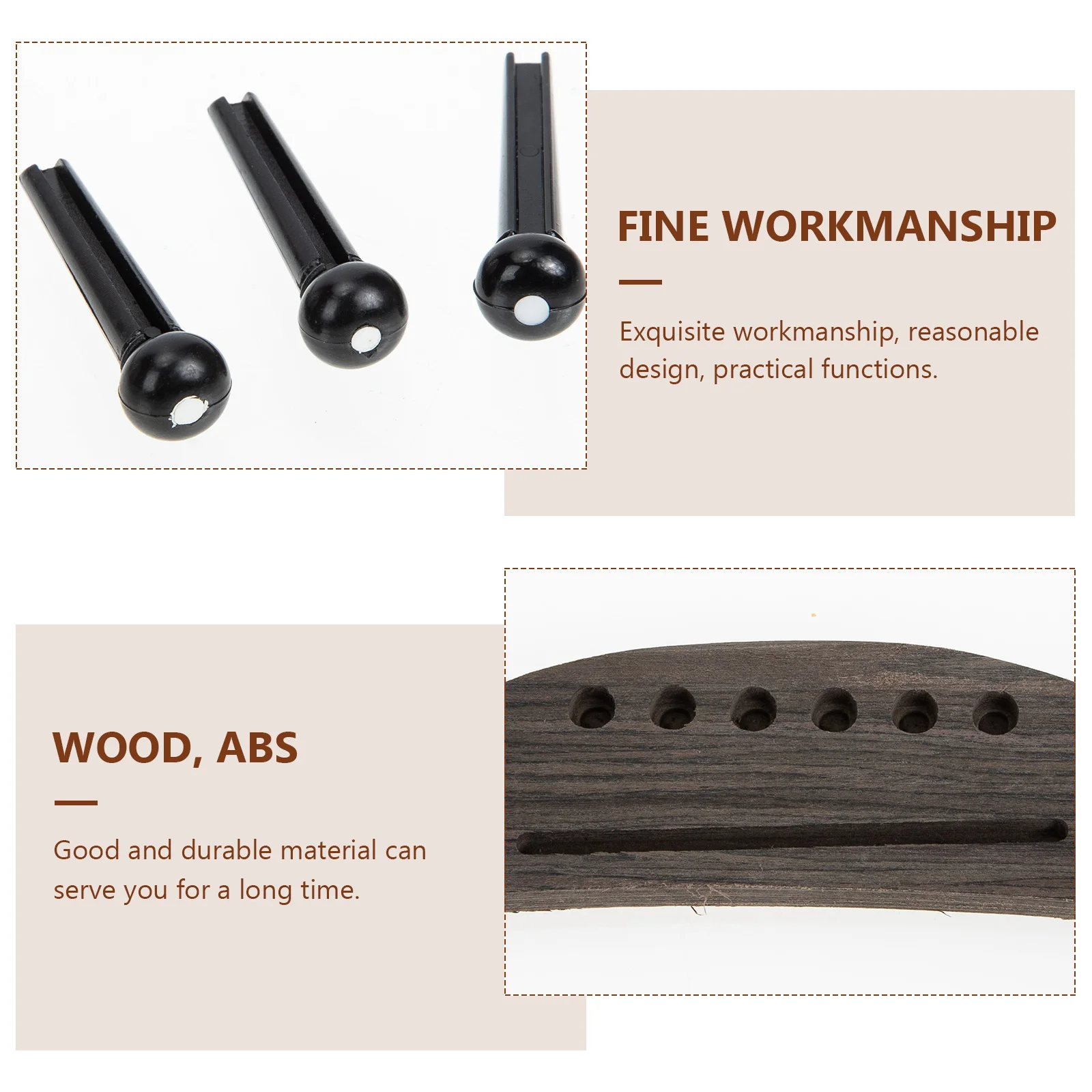 1Set Guitar Saddle Pin Kit Practical Durable Replacement Parts Wooden Bridge Guitar Bridge Pin Saddle Repair Accessories