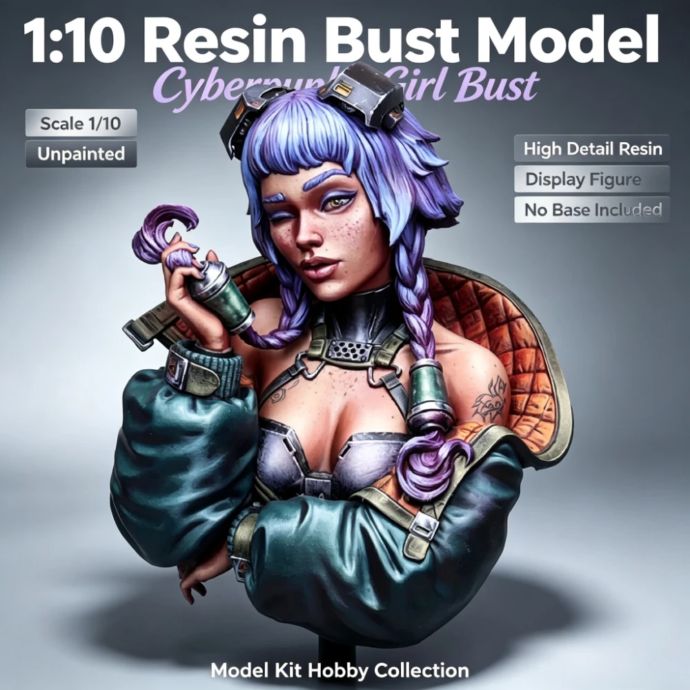 1/10 Scale Cyberpunk Girl Resin Bust Unpainted Sci-Fi Miniature Kit Without Display Base
1/10 Scale Cyberpunk Girl Resin Bust Unpainted Sci-Fi Miniature Kit Without Display Base