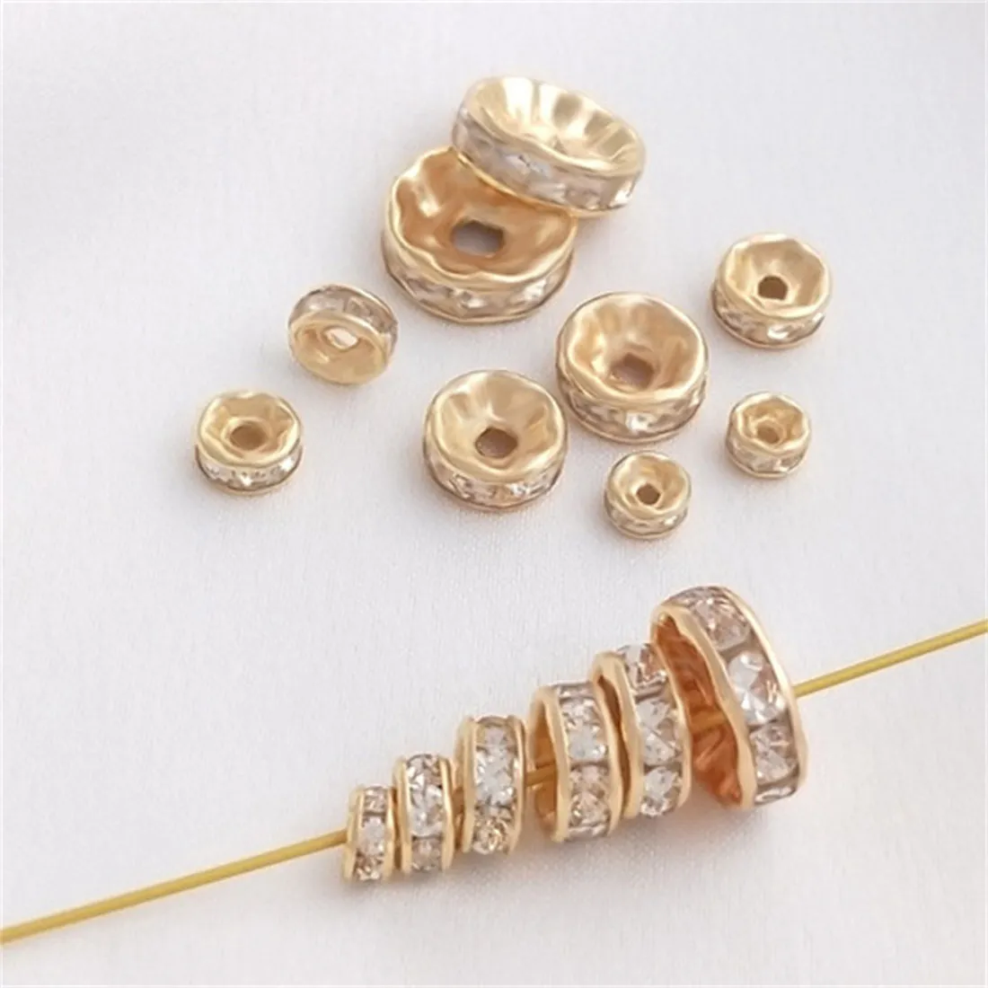14K Gold-plated Diamond Ring, Zircon Spacer, Handmade Beaded DIY Crystal Bracelet, Pearl Necklace, Spacer Accessory
14K Gold-plated Diamond Ring, Zircon Spacer, Handmade Beaded DIY Crystal Bracelet, Pearl Necklace, Spacer Accessory