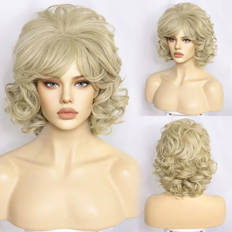 Women's short curly wig, naturally voluminous stylish, in a fashionable linen color, European and American synthetic fiber w
Women's short curly wig, naturally voluminous stylish, in a fashionable linen color, European and American synthetic fiber w
