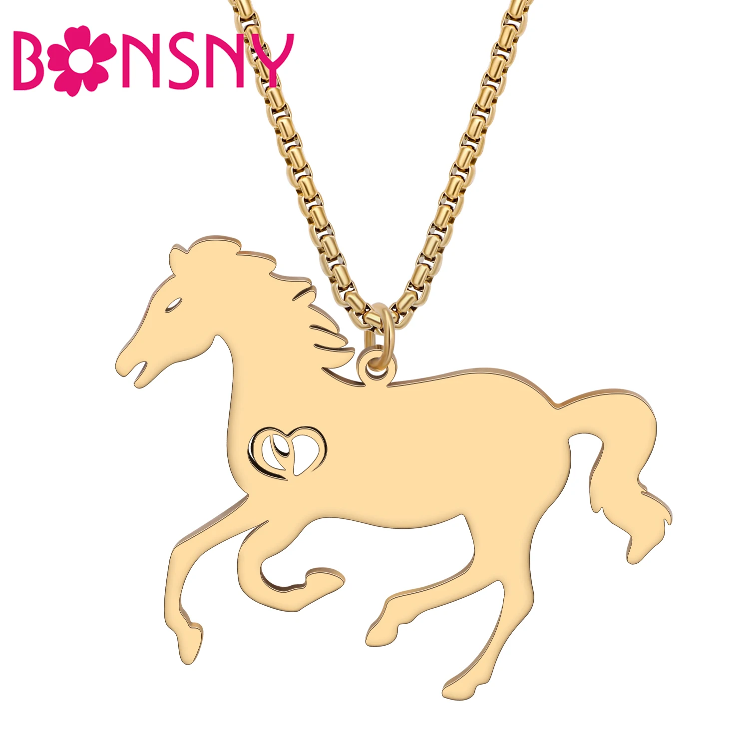BONSNY, новинка, ожерелье из нержавеющей стали с лошадью, подвески, цепочки, ювелирные изделия с героями мультфильмов и животных для женщин и девочек, подарки, аксессуары
BONSNY, новинка, ожерелье из нержавеющей стали с лошадью, подвески, цепочки, ювелирные изделия с героями мультфильмов и животных для женщин и девочек, подарки, аксессуары