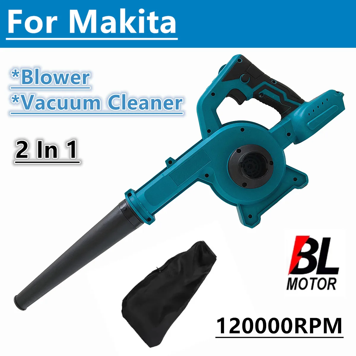Brushless Electric Air Blower & Vacuum Cleaner 2 In 1 Strong Wind 6 Gear Leaf Dust Snow Power Tool For Makita 18V Battery
Brushless Electric Air Blower & Vacuum Cleaner 2 In 1 Strong Wind 6 Gear Leaf Dust Snow Power Tool For Makita 18V Battery