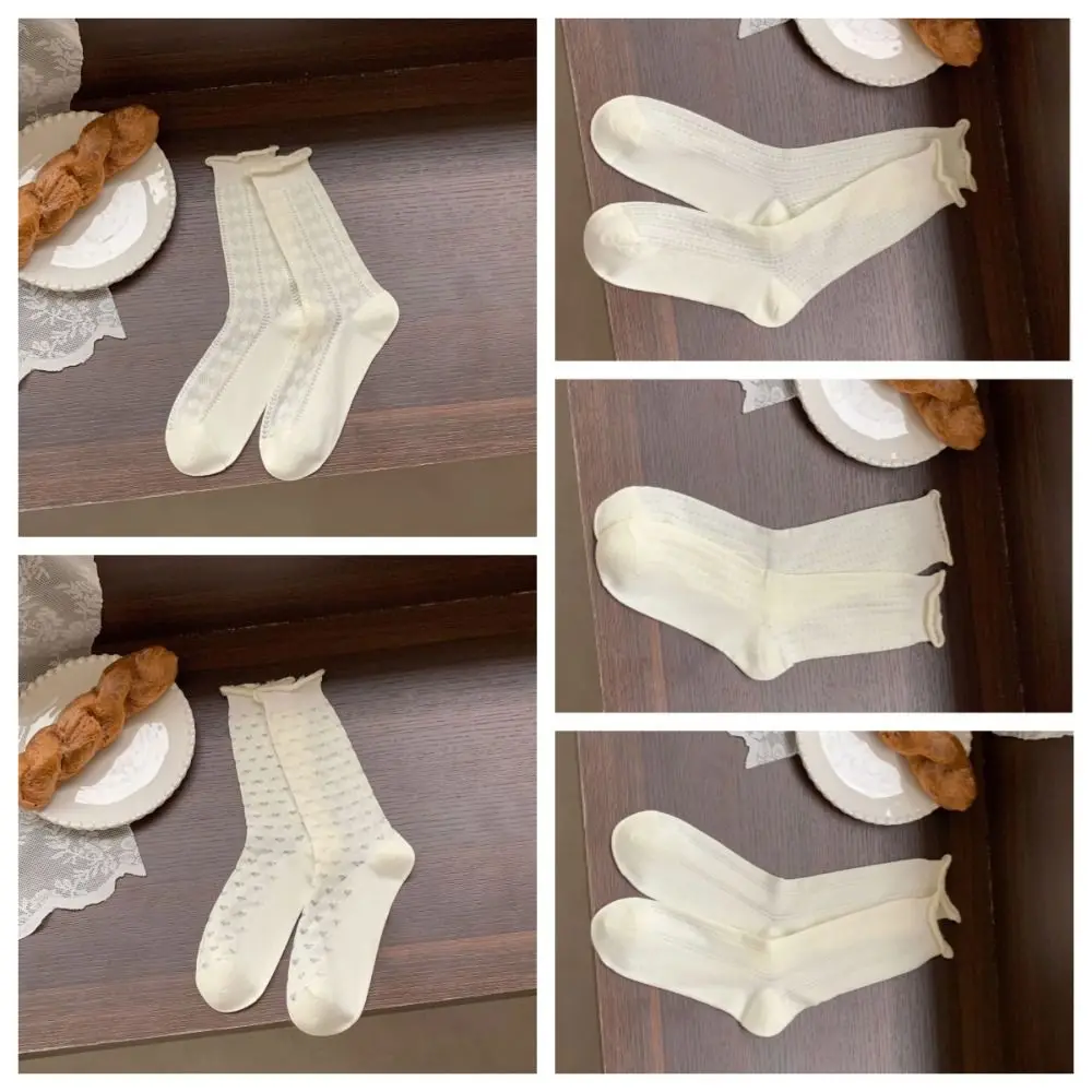 2Pairs Hollow Out Sweet White Socks Lingge Heart Mid-calf Cotton Socks Hosiery Dashed Line Ruffle Tube Socks Women Daily
2Pairs Hollow Out Sweet White Socks Lingge Heart Mid-calf Cotton Socks Hosiery Dashed Line Ruffle Tube Socks Women Daily
