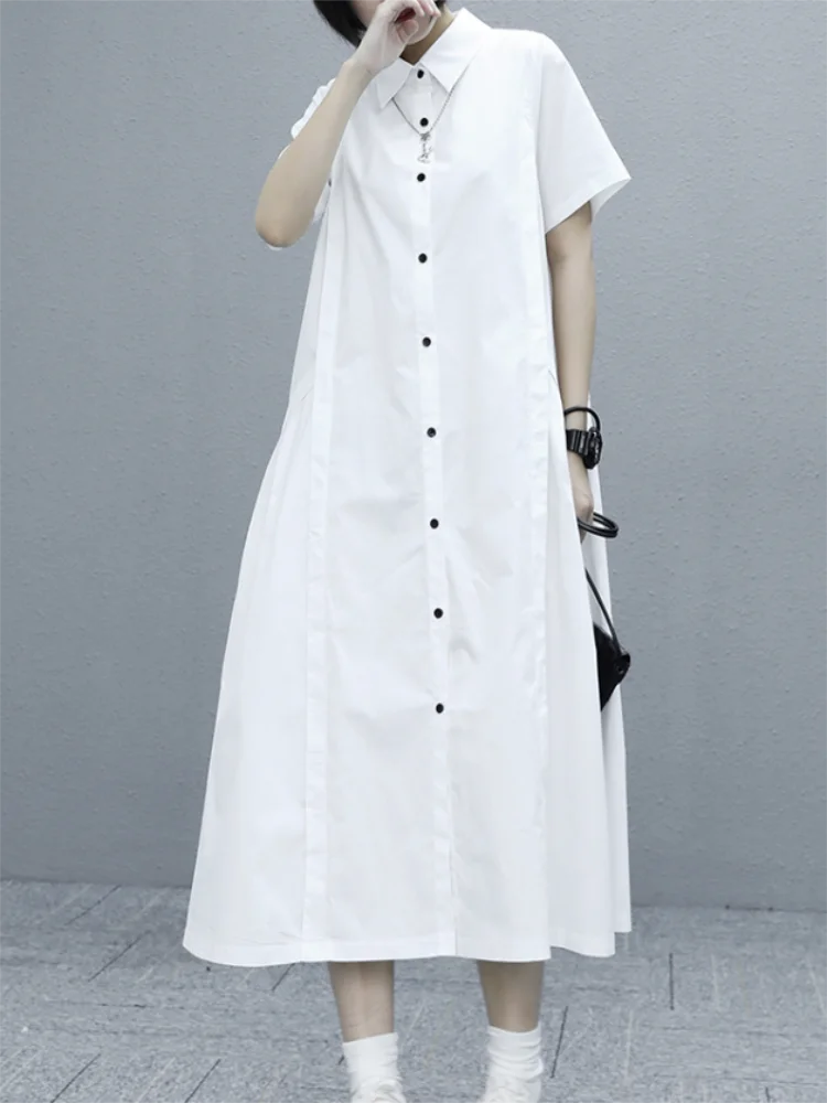 Ladies Short Sleeve Shirt Dress Summer New Solid Color Simple Hem Pleated Design Fashion Trend Plus Size Dress
Ladies Short Sleeve Shirt Dress Summer New Solid Color Simple Hem Pleated Design Fashion Trend Plus Size Dress