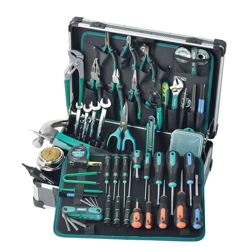65Pcs Pro'skit PK-1700NH Precision Electrical Engineering Electronics Electrician Pliers Soldering Iron Tool Set Home DIY Repair
65Pcs Pro'skit PK-1700NH Precision Electrical Engineering Electronics Electrician Pliers Soldering Iron Tool Set Home DIY Repair