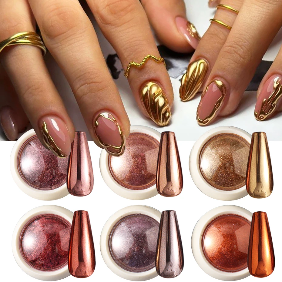 6pcs Magic Mirror Chrome Nail Powder Bright Dark Brown Golden Shiny Rubbing Glitter Pigment Flakes Metallic Nail Autumn Winter
6pcs Magic Mirror Chrome Nail Powder Bright Dark Brown Golden Shiny Rubbing Glitter Pigment Flakes Metallic Nail Autumn Winter